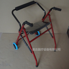 可折叠助步器 残疾人助步器 四脚拐杖带轮带座助步器拐杖